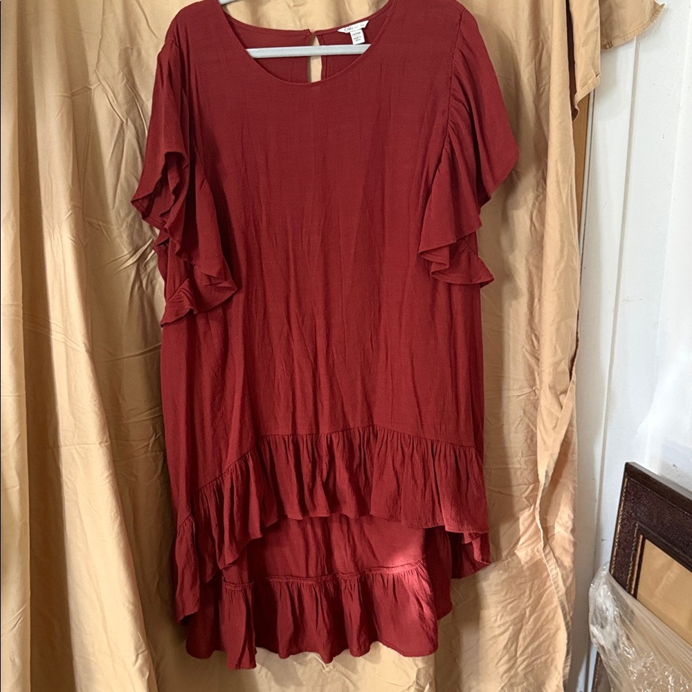Cato Women's Burgundy Ruffled Blouse